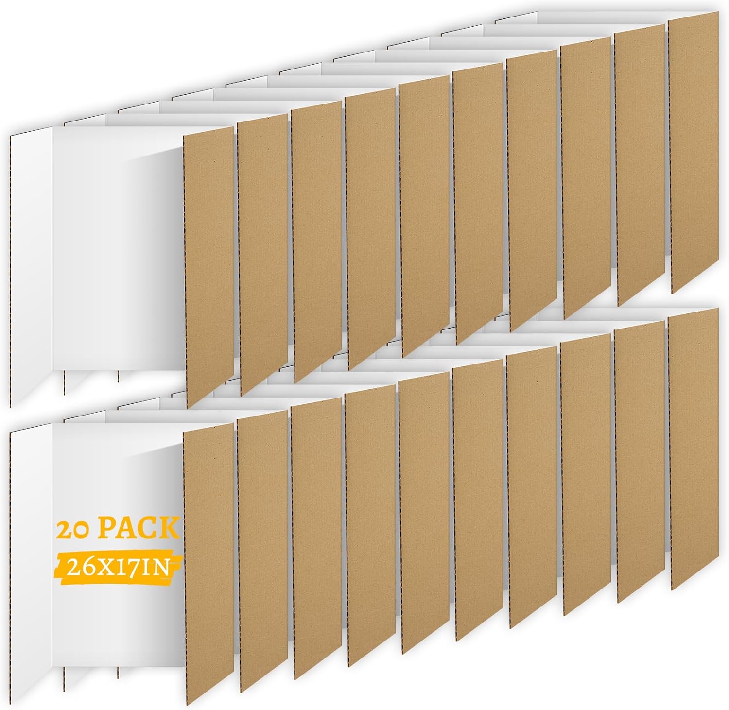 20 Pack Trifold Poster Board (26" x 17"), Single-Sided White Poster Board for Science Fairs, School Projects, Graduation Party, Event Displays, and Business Presentations