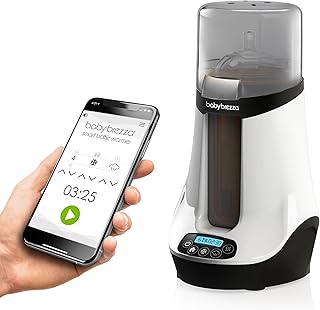 Baby Brezza Safe & Smart, 전기 아기 젖병 워머 및 이유식 워머 - 범용 핏 - 유리, 플라스틱, 스몰, 라지, 신생아 젖병 - 무선 블루투스 제어 - 디지털 디스플레이