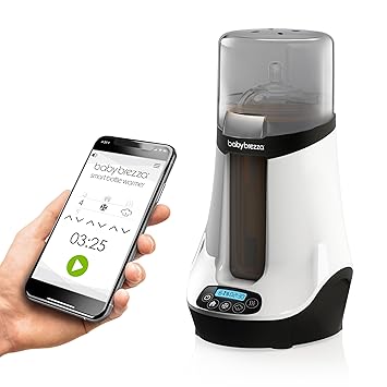 Baby Brezza Safe & Smart, Electric Baby Bottle Warmer and Baby Food Warmer Universal Fit - Glass, Plastic, Small, Large, Newborn Feeding Bottles - Wireless Bluetooth Control - Digital Display