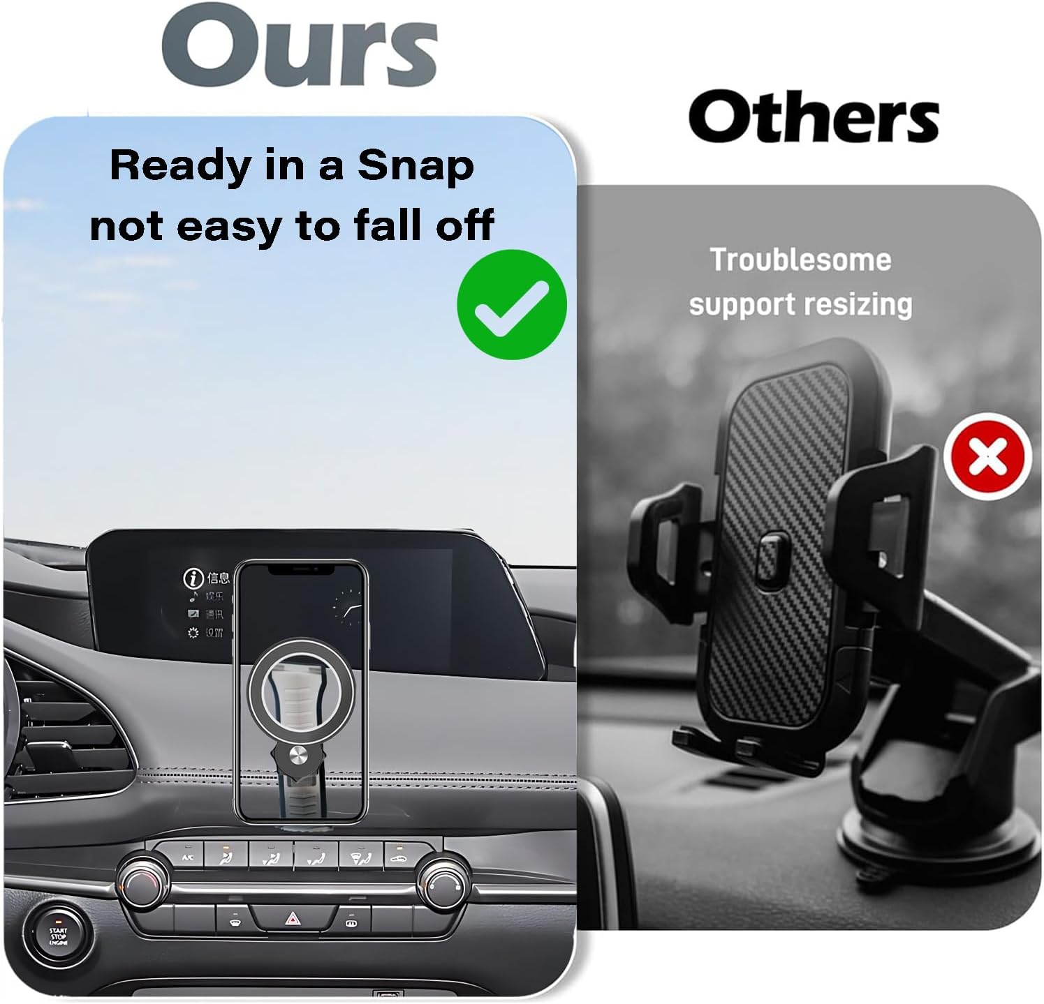 Car Phone Holder for 2019 2020 2021 2022 2023 2024 2025 Mazda 3 Accessories Compatible with MagSafe Cell Phone Mount Hands-Free 360 Degree Rotation Does Not Affect Air Vent