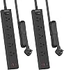 HOPOW Flat Plug Power Strip, 2 Pack, 6 Ft Ultra Thin Flat Extension Cord, Surge Protector with 5 Outlets & 3 USB Ports (2 USB C Slots), 1700 Joules, 3-Prong, Wall Mount for Home Office Dorm, Black