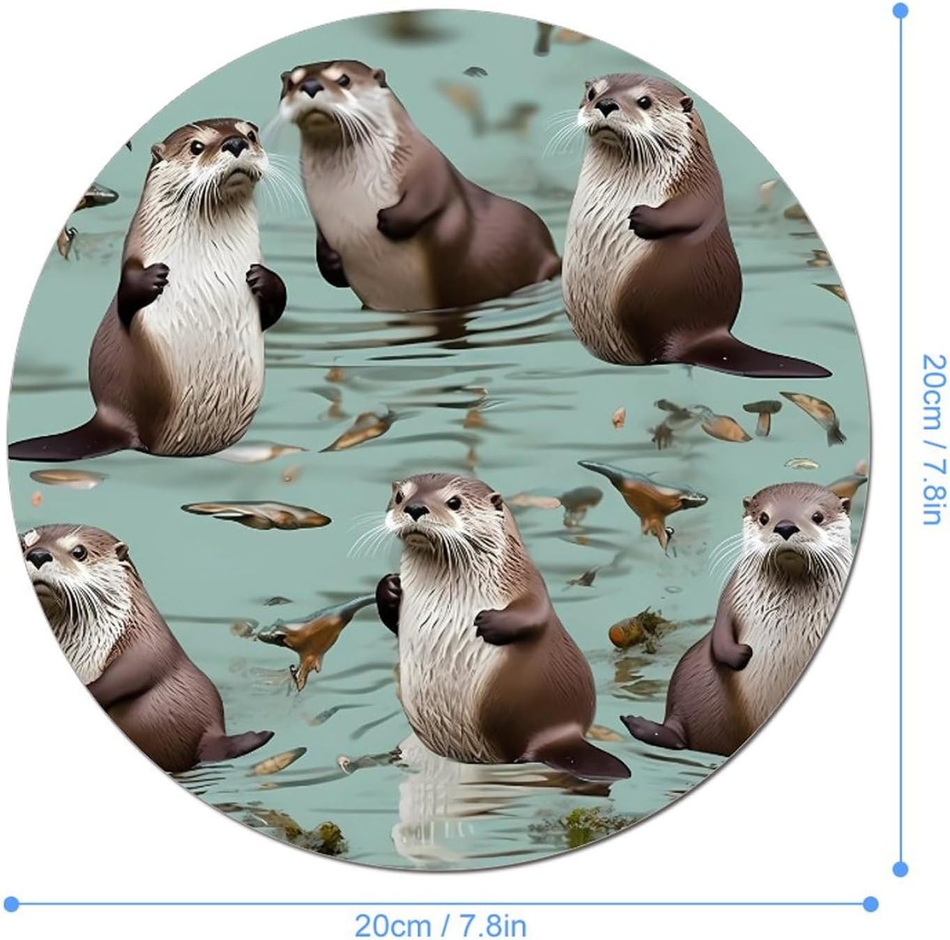 Otters Round Mousepad Funny Small MouseMat with Non-Slip Rubber Base and Stitched Edge Gaming Mousepad for Home Office Dorm Desk Decor Accessories for Home Office Work 7.8x7.8 Inches image 2