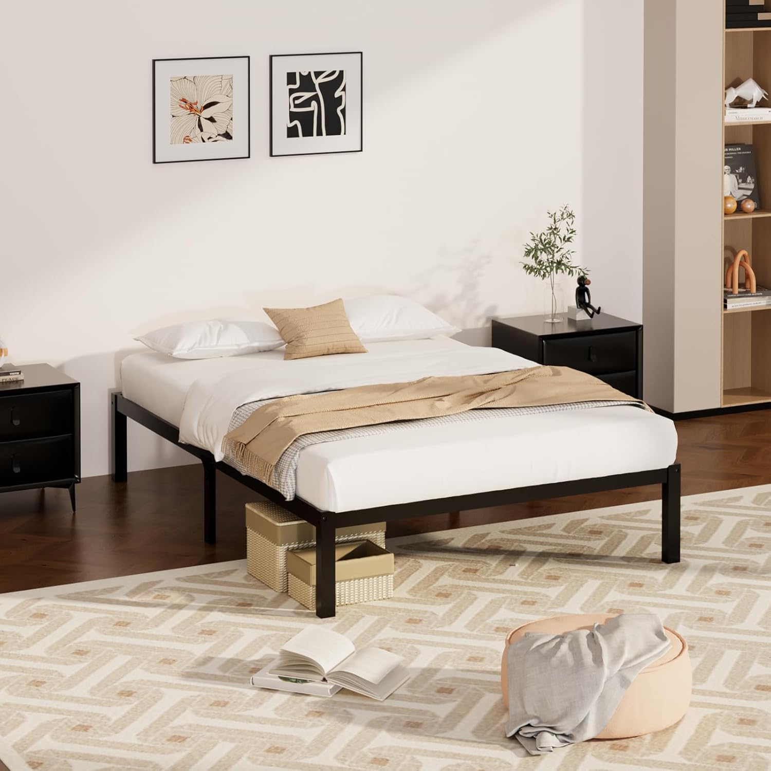 14 Inch Bamboo Bed Frame – Solid Wood Platform Bed Frame, Strong and Stable, with Non-Slip Slats for Support, No Box Spring Needed, Easy to Assemble, Noise-Free (Nature, Twin)