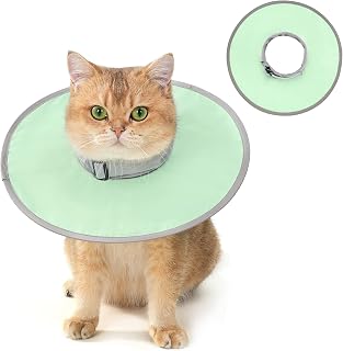 Avont Soft Cat Cone Collar, Lightweight Cat Cones After Surgery, Comfortable E-Collar Alternative for Small Medium Large Cats Stops Licking and Scratching -Green(M)