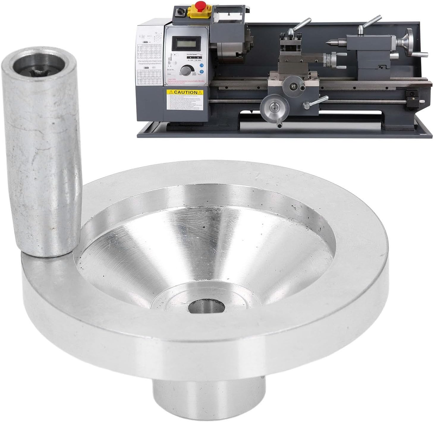 Mini Lathe Handwheel CNC Aluminum Alloy Hand Wheel, with Handle for Internal Chamfered Hole,Compact CNC Machining Technology