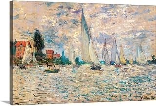 CANVAS ON DEMAND Regattas At Argenteuil, by Claude Monet, Ca, 1874, Musee D'orsay, Paris, France Canvas Wall Art Print Impressionism, Traditional, Home Decor, Street Scene, Europe, Nature Artwork, 24"x16in "