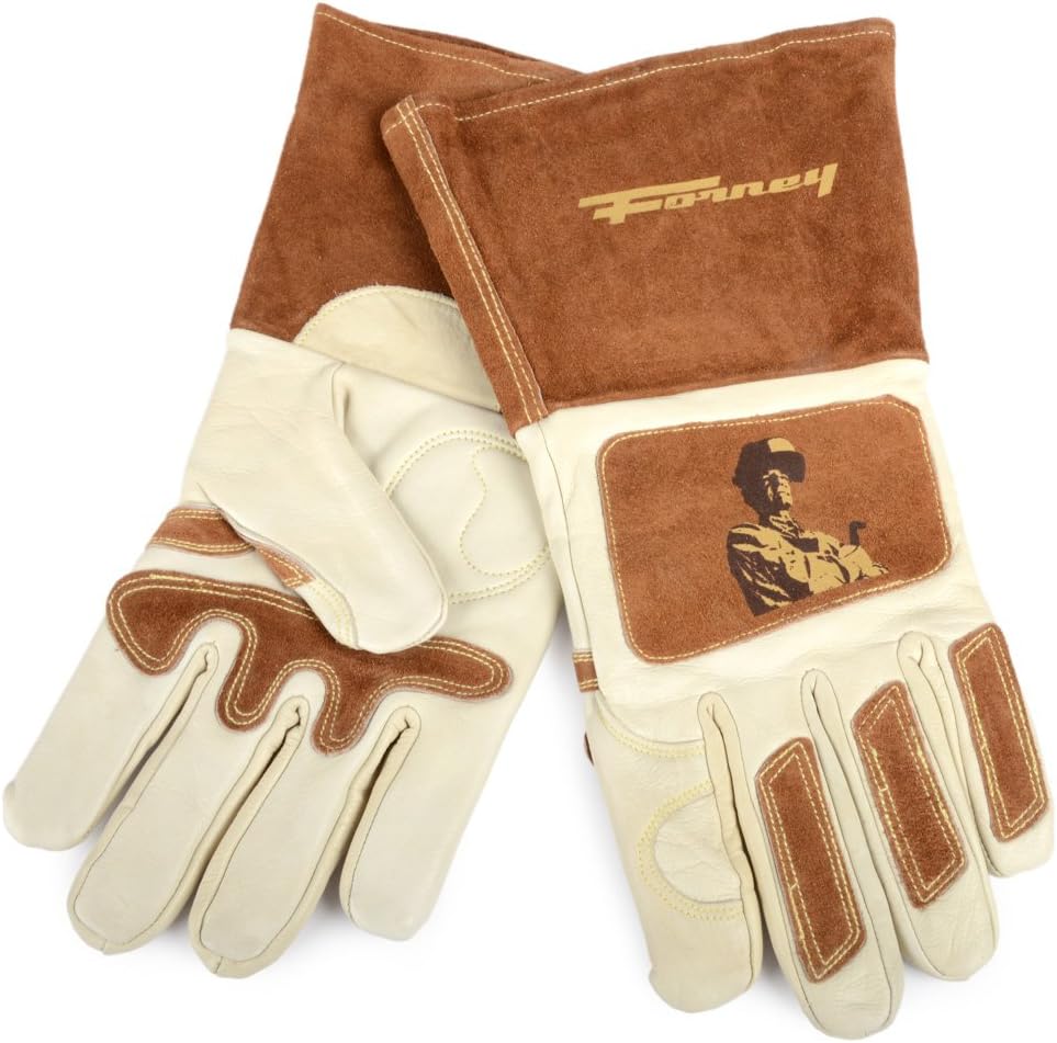 Forney 53410 Signature Men's Welding Gloves, Large, White/Brown