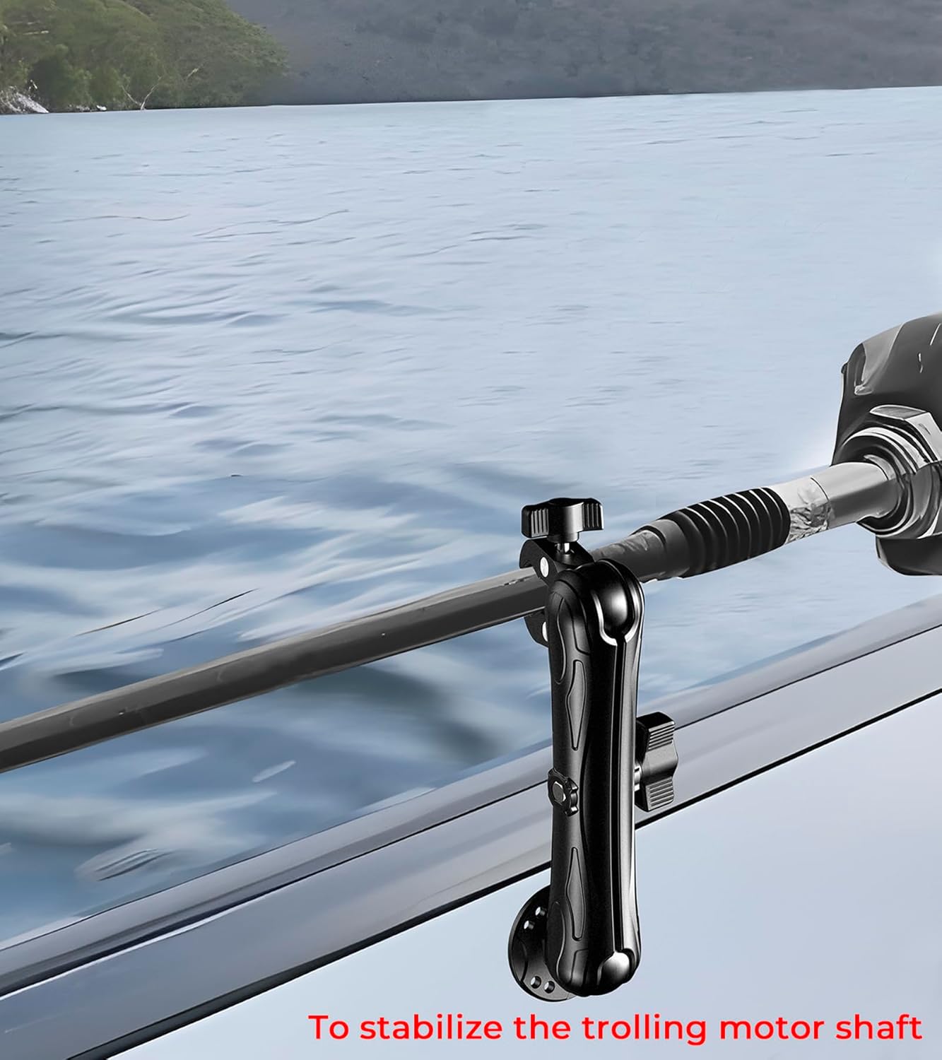 Aluminum Alloy 1.5" Ball Trolling Motor Stabilizer Mount with Tough-Claw Clamp Base for 1/2" to 1-3/4" Diameter Rails, 9.1" Long Arm & Round Base for RAM Mounts C Size 1.5" Ball Components