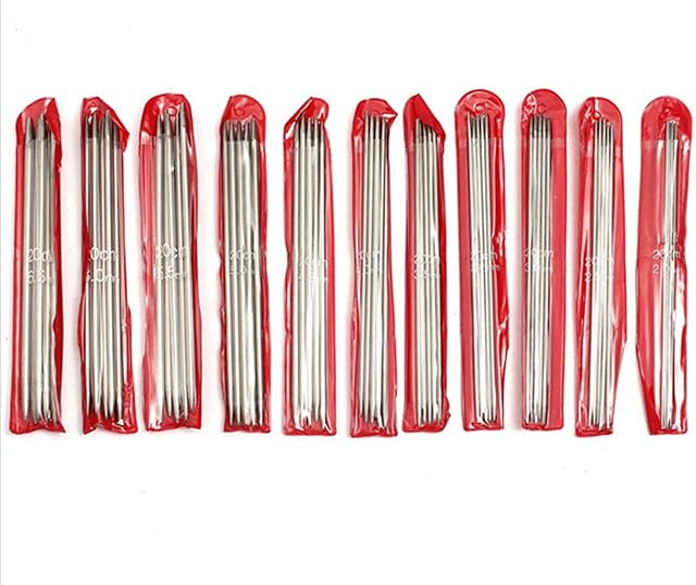 TRIUMPHANT Straight Knitting Needles, 55PCS 20cm Stainless Steel Double Pointed Knitting Needles 2.0mm to 6.5mm for Beginner and Small Projects
