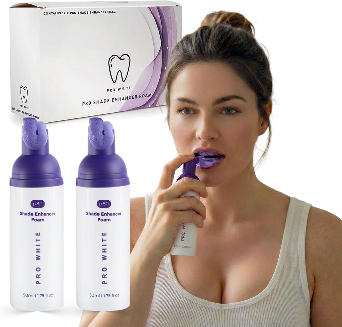 Pro White Whitening Foam - Tooth Whitening Foams for a Clean & Radiant Smile - Enhancer with Gentle Formula Ideal for Everyday Use - Refresh Your Smile with Easy-to-Use Whitening Foam - 1.75 OZ - 2 Pc