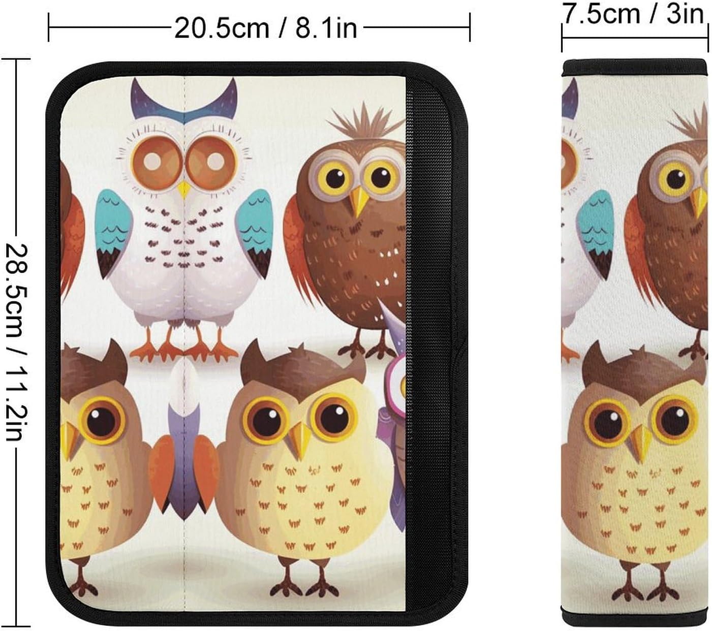 2 PCS Super Soft Car Seat Belt Pad, Cute Many Owls Birds Printed Waterproof Sweat-Absorbing Seat Belt Covers Backpack Shoulder Pad for All Car Seats Baby Strollers