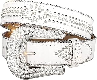 Belts for Women, Rhinestone Belt, Western Belts For Men Women, Cowboy Cowgirl Studded Leather Belt