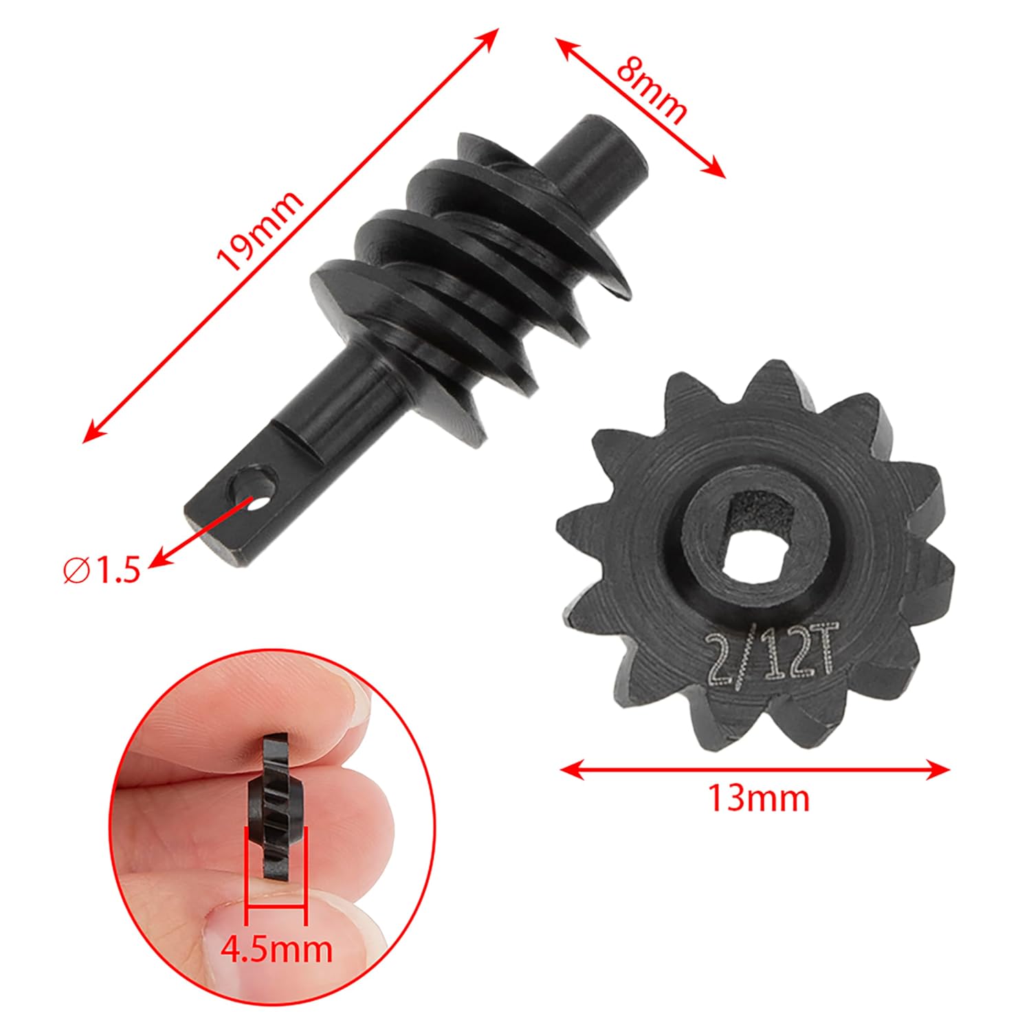 MEUS Racing SCX24 2-12T Overdrive Differential Gear Helical Diff Gears Set for Axial SCX24 Deadbolt C10 JLU Gladiator Bronco 1/24 RC Crawler Car Upgrade Parts, 2 Sets