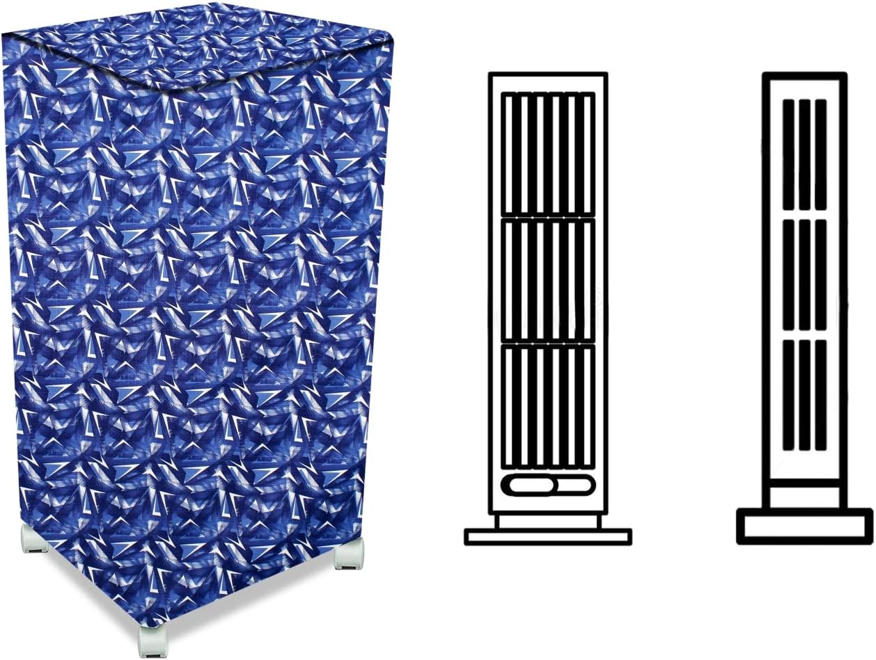 Stylista Cooler Cover Compatible for Havells Alitura 30 Liter Tower Cooler Frieze Pattern Blue