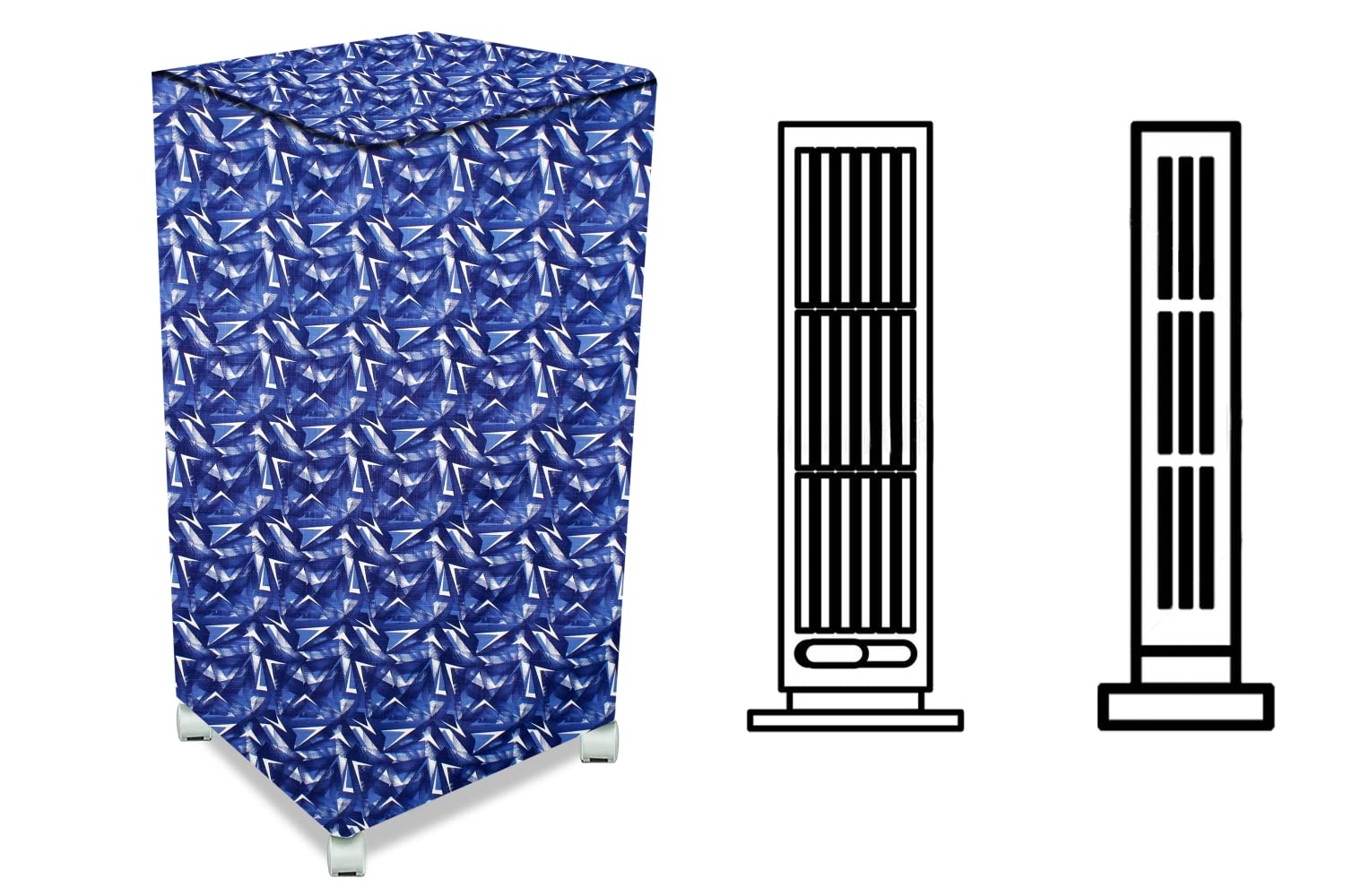 Stylista Cooler Cover Compatible for Havells Alitura 30 Liter Tower Cooler Frieze Pattern Blue