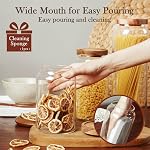 Labina Conteneur de rangement en verre Étanches à l'air Jarres de cuisine Canister avec lids en bois, 33 Oz large boîte de la bouche Boîte en verre pour la farine, le sucre, les cookies, Spagetti, noix et bonbons (2 Boîte)