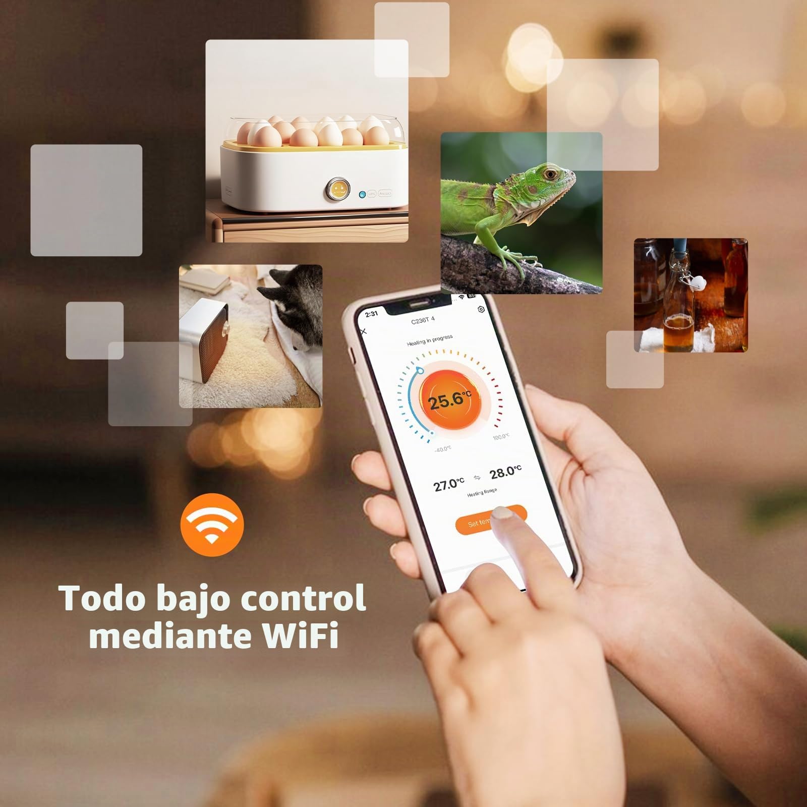 Inkbird C236T Termostato WiFi con Sonda 220V - Controlador de Temperatura para Calefacción y Refrigeración, 10 Modos de Control para Reptil Terrario Invernadero