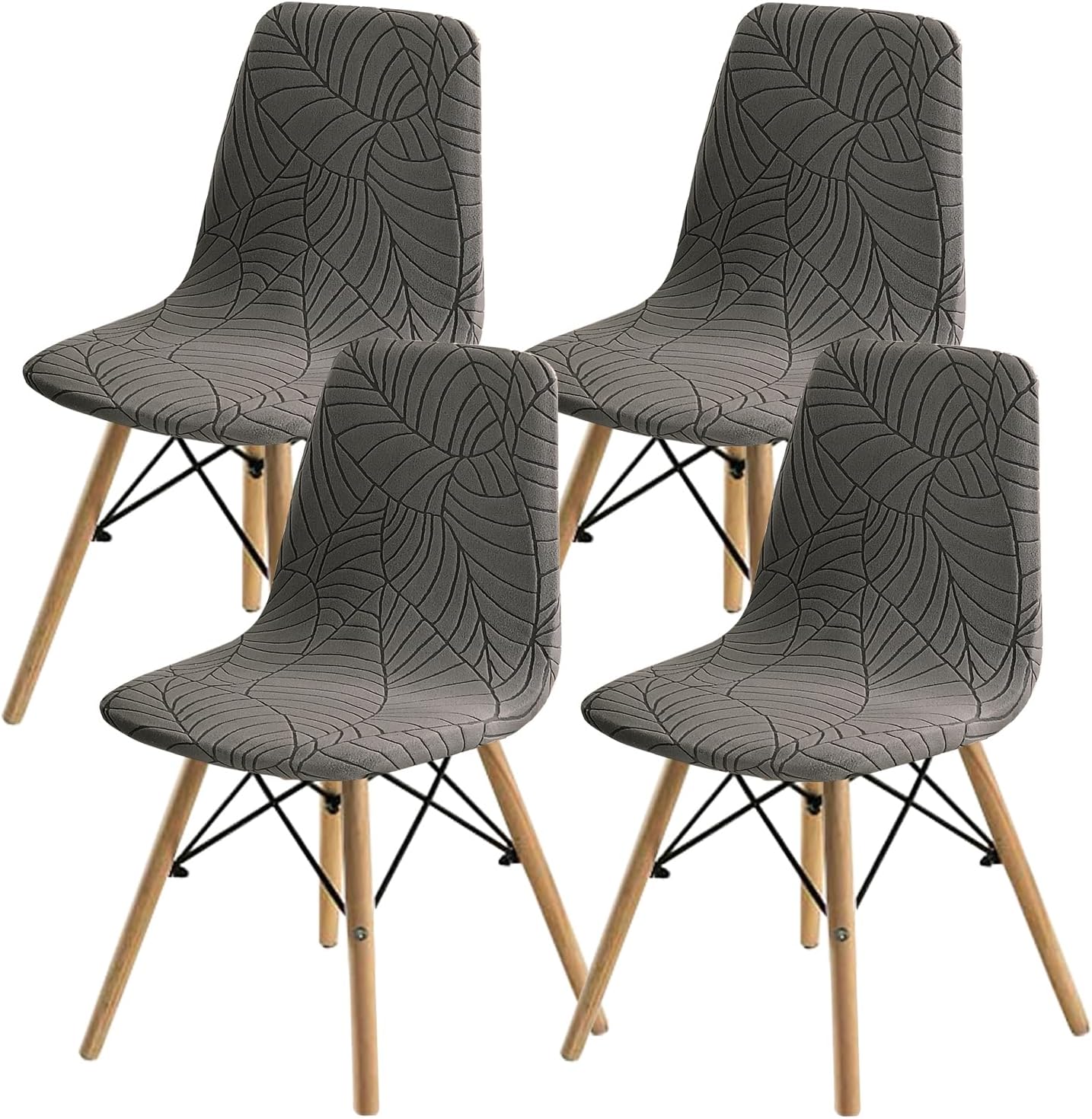 Dining Room Chair Covers, Pack of 2/4/6, Mid Century and Modern Stylish Slip Covers, Padded Accent Side Chair Covers (Taupe 1, 4 Pieces)