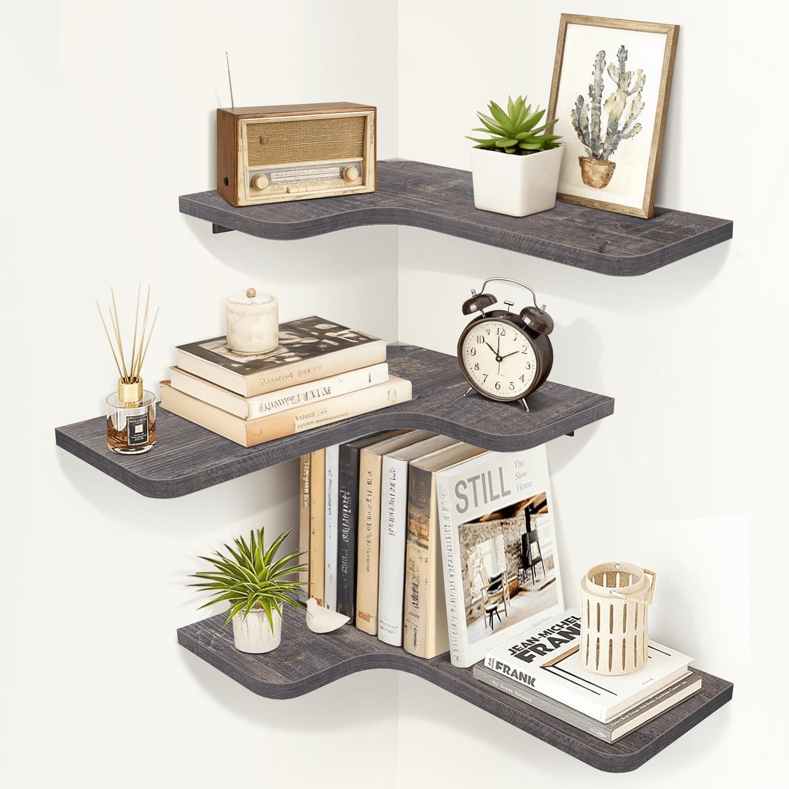 Amazon｜Homode コーナーシェルフ 壁掛け 3個セット フローティング