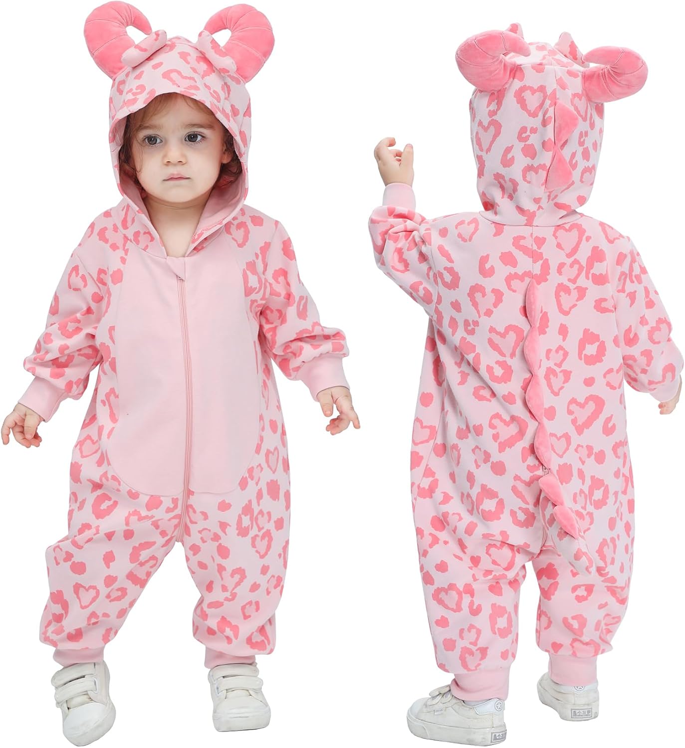 TONWHAR Toddlers And Kids One-Piece Cotton Outfit for Spring Autumn Baby Boys Girls Animal Hooded Romper