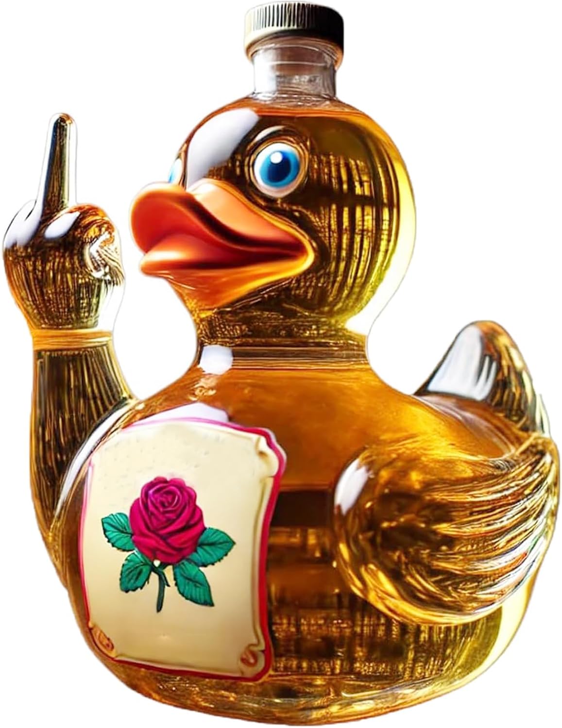 New Whiskey Duck Bottle, 10 oz Glass Statue, Bar, Office, Home Fun Decanter Decoration (B-Bottle)