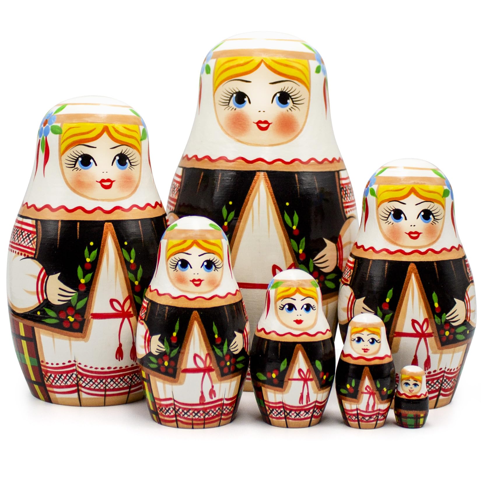 Poupées Gigognes Rouge 7 Pieces Russie Peinte a La Main Par