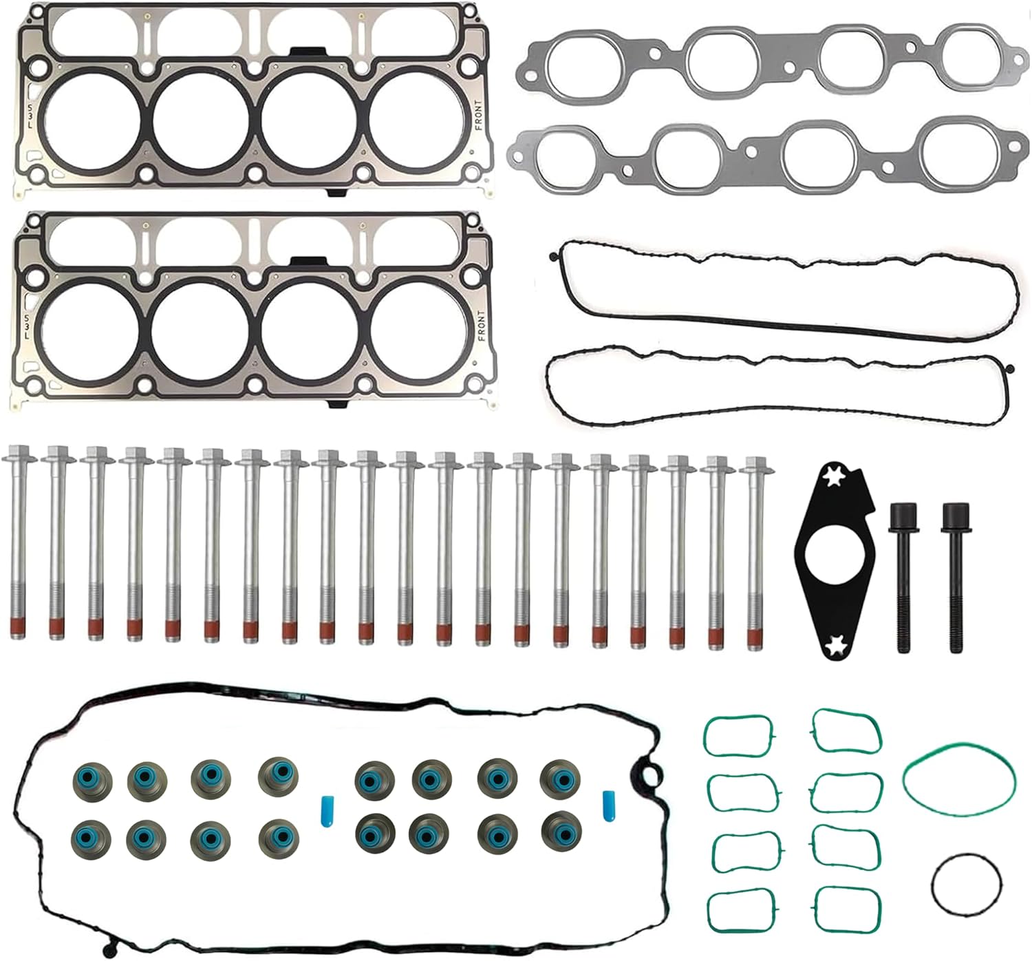 HS26744PT Cylinder Head Gasket Set w/Bolts Fit for GMC Sierra 1500 Yukon,for Chevy Silverado 1500 Tahoe Suburban 5.3L V8 Engine 2014-2020 HS54996 HGS4308 12622325 ES73121
