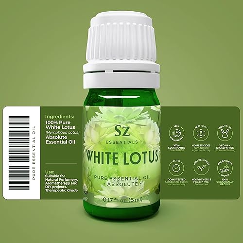 Miniatura 2 de Loto blanco 100% puro, aceite natural esencial - Extraído de Nymphaea Lotus - Aroma rico y dulce, con matices florales exóticos - Grado terapéutico