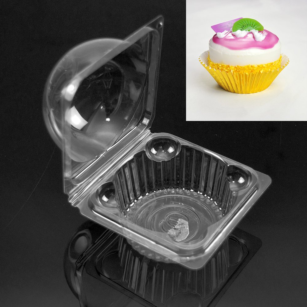 100 PCS Large Clear Cupcake Containers plus 100 PCS Gold Foil Cupcake Liners