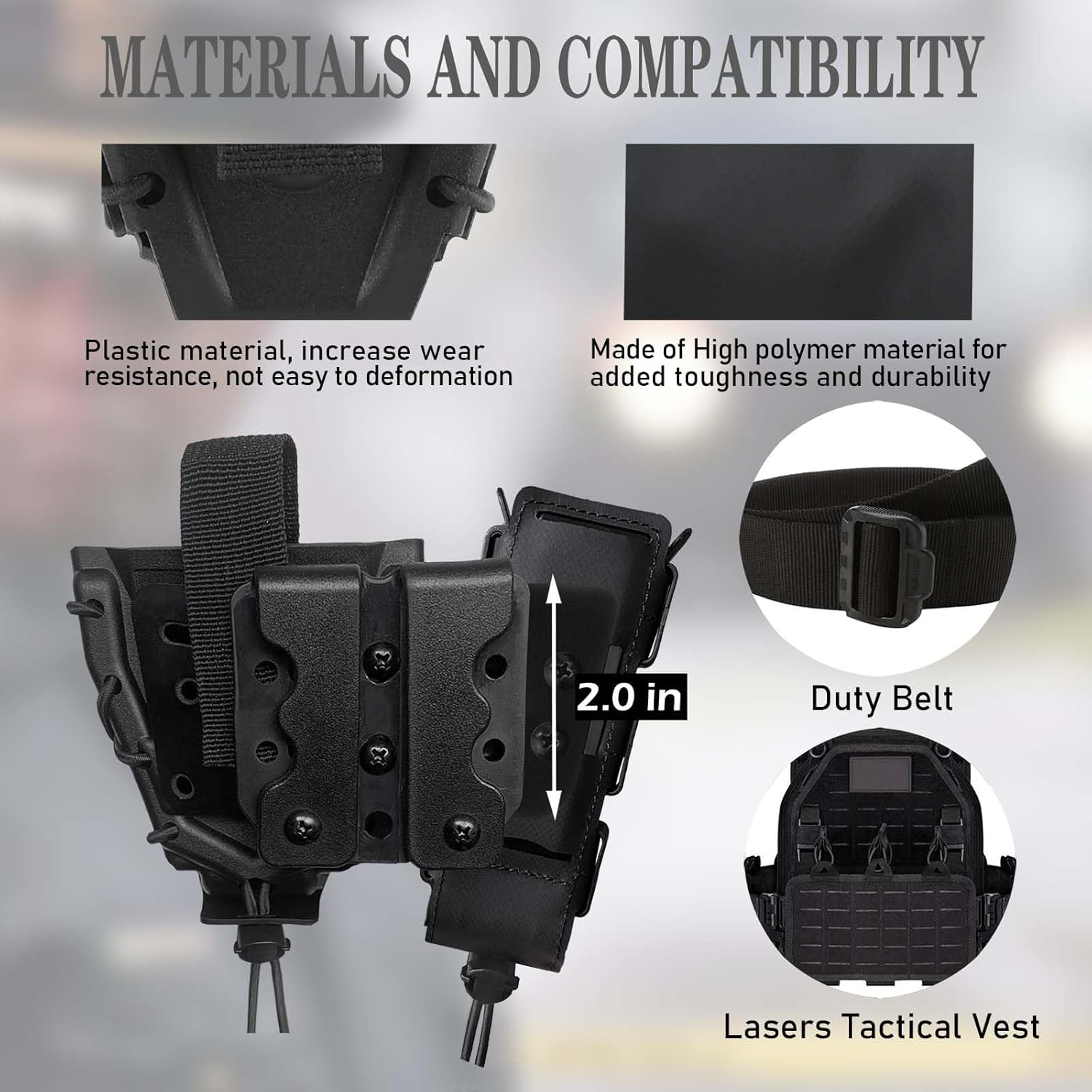 Magazine Handcuff Combo Holster Mag & Cuff Pouch Fits Glock, 9mm Magazine and Chain Handcuffs Right and Left Hand Black