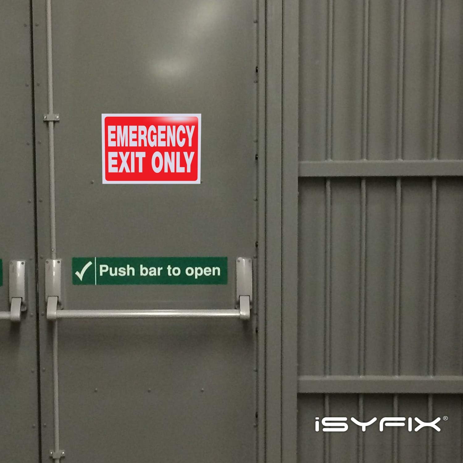 iSYFIX Emergency Exit Only Signs Stickers - 6 Pack 10x7 Inch – Premium Self-Adhesive Vinyl Decal, Laminated for Ultimate UV, Weather, Scratch, Water & Fade Resistance, Indoor & Outdoor