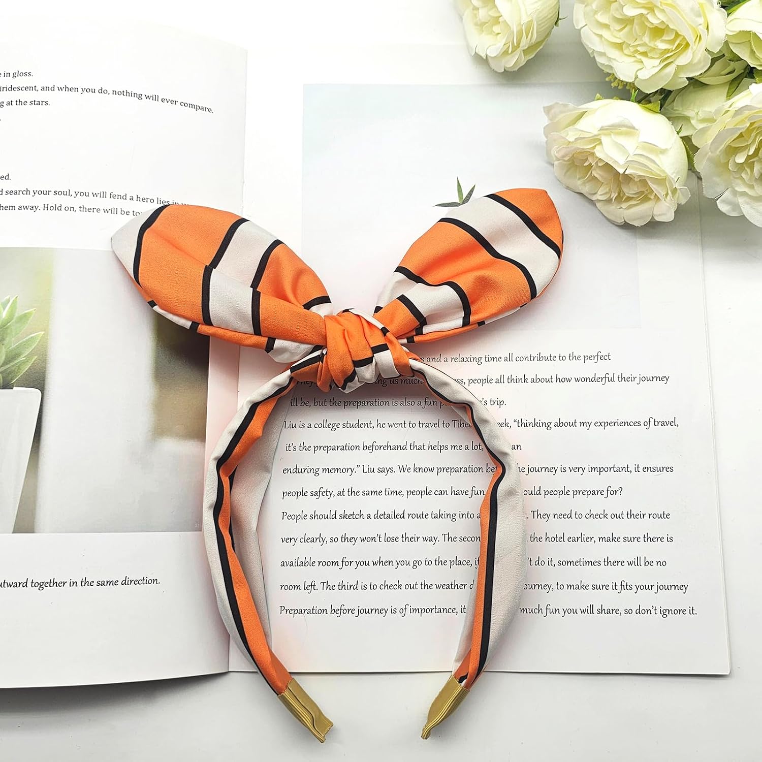 Clownfish Knotted Bow Headband Ocean Theme Hair Accessories Halloween Costume Dress up Birthday Party Supplies Orange White image 5