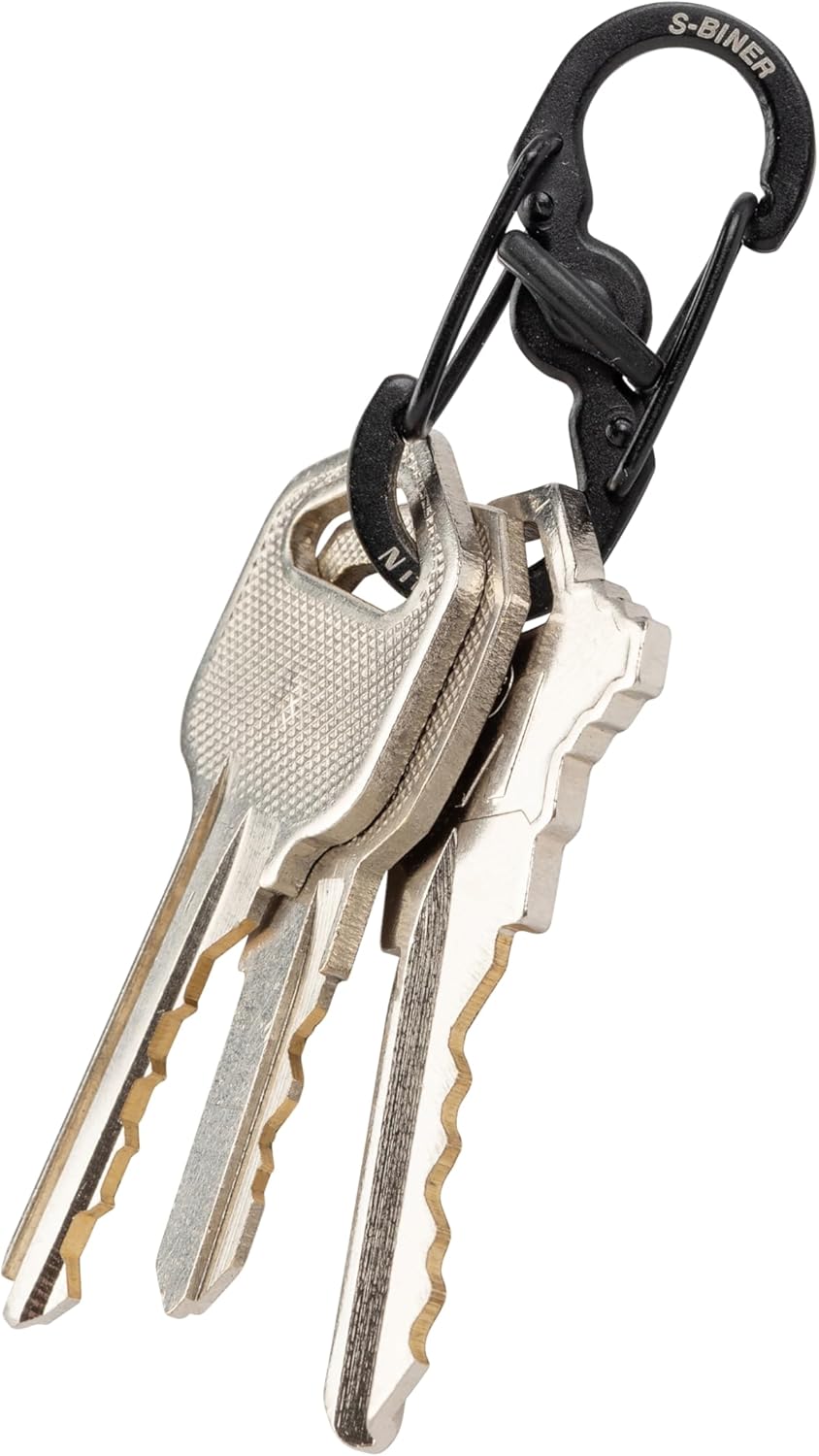 Nite Ize S-Biner MicroLock Stainless Steel - Durable Key Holder Carabiner Clip - S-Biner with Locking Gates - Durable & Strong Mini Carabiners for Keychain Accessories - Black (5 Pack) - Image 3
