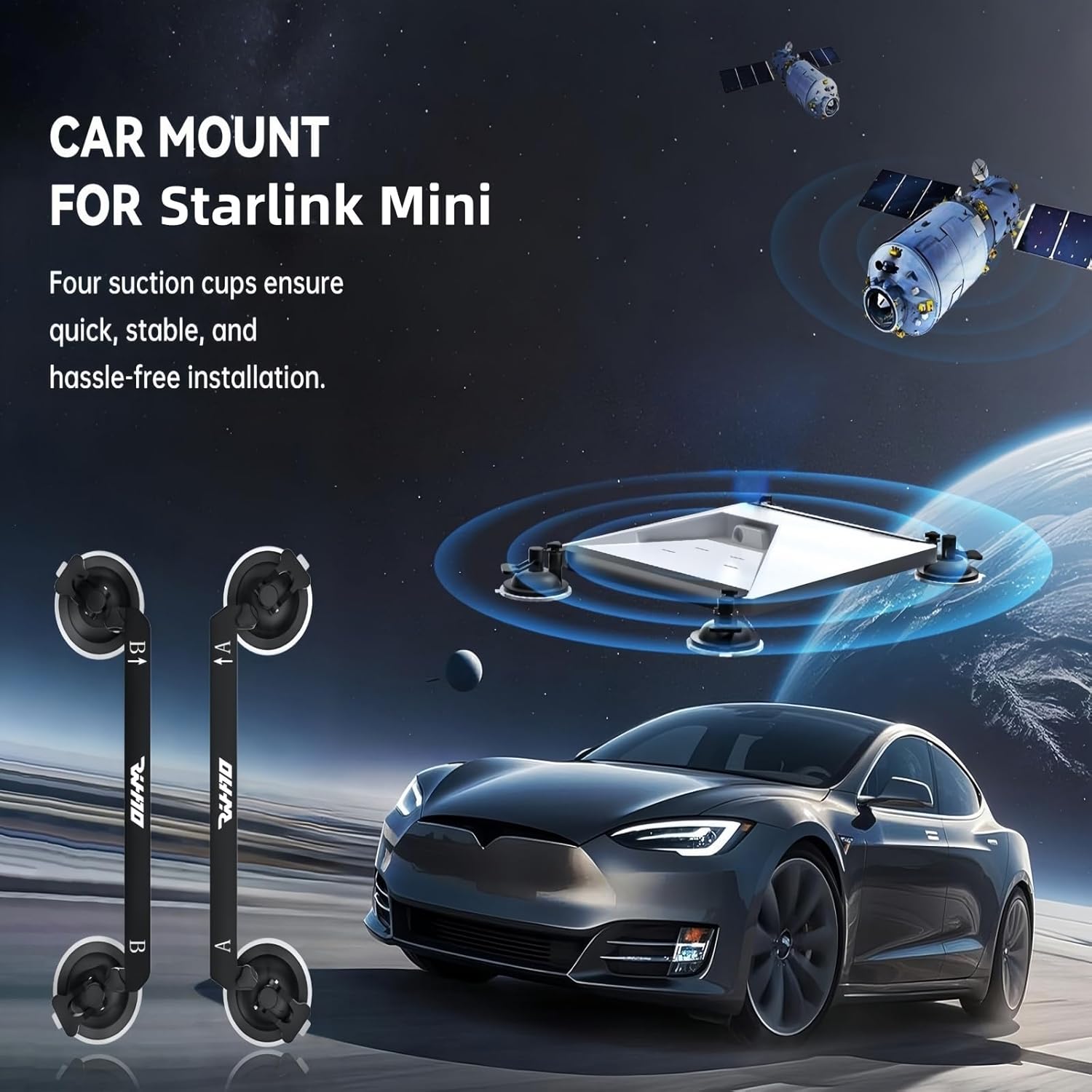 Starlink Mini Car Mount, Strong Suction Cup Mount for Starlink Mini Satellite Internet, Dashboard Windshield Holder for Car Truck SUV RV, Anti-Shake Anti-Fall Secure Base