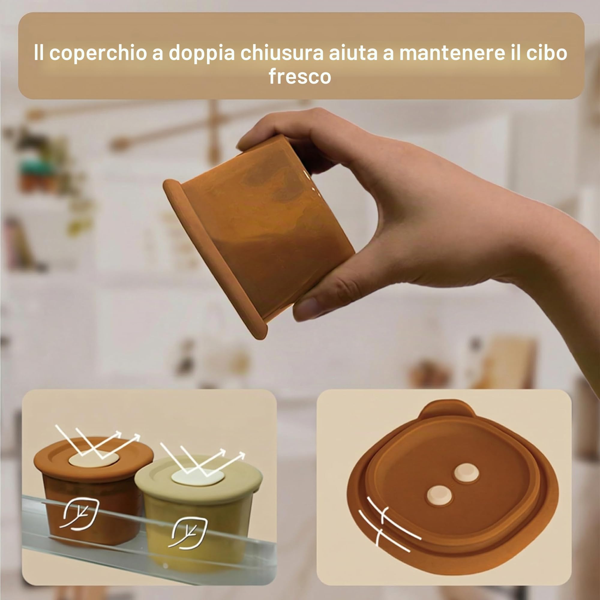 Moonkie Contenitori Pappa Neonati 120ml 6 Pezzi Vasetti Silicone Ermetici Senza BPA per Lavastoviglie Freezer Microonde