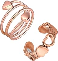 Feraco 2PCS Magnetic Copper Thumb Rings for Women - 99.99% Pure Copper Adjustable Lymphatic Therapy Jewelry Gifts