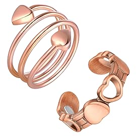 Feraco Copper Rings for Women,Magnetic Ring,Ladies Fingers Thumb 100% Solid Pure Copper Jewelry Gift,Size Adjustable,2Pcs