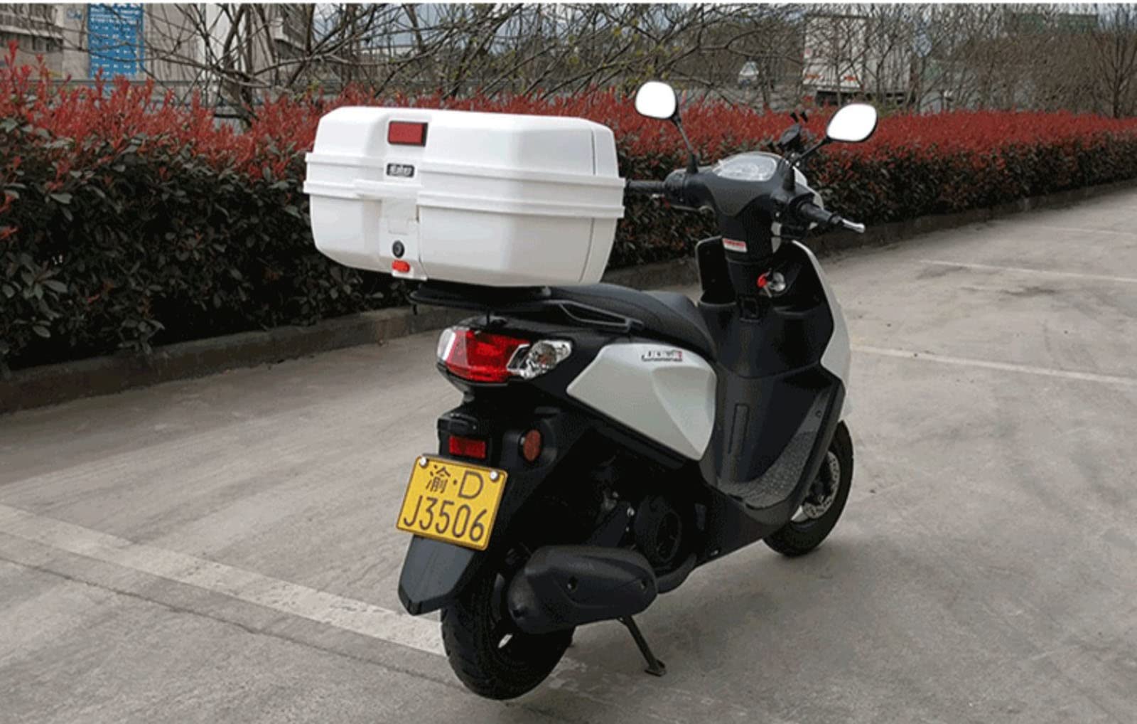Monolock Bauletto Moto, Top Case Scatola di Coda per Moto Storage Case Misura Universale, Schienalino per Valigie 47L 56X42X29CM (Color : Bianco)