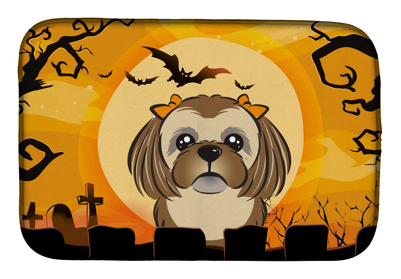 Tapis de séchage vaisselle absorbant motif Halloween 14x21 pouces