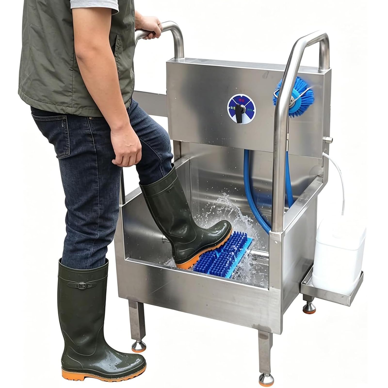 Wsexyy Livestock Farm Boot Washer, Stainless Steel Shoe Brush Scraper, Built-in Water Spray Hole, Rain Shoes Scrubber, Outdoor Shoe Washing Machine For Mud, Dirt, And Snow