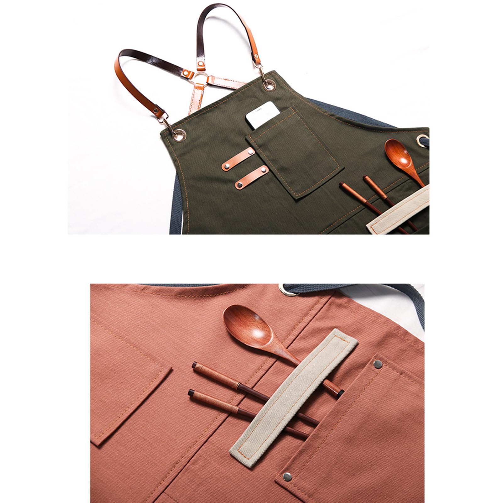 Envoltura de cocinero, delantal de mezclilla con bolsillos cruzados en la espalda, unisex, talla única, multicolor