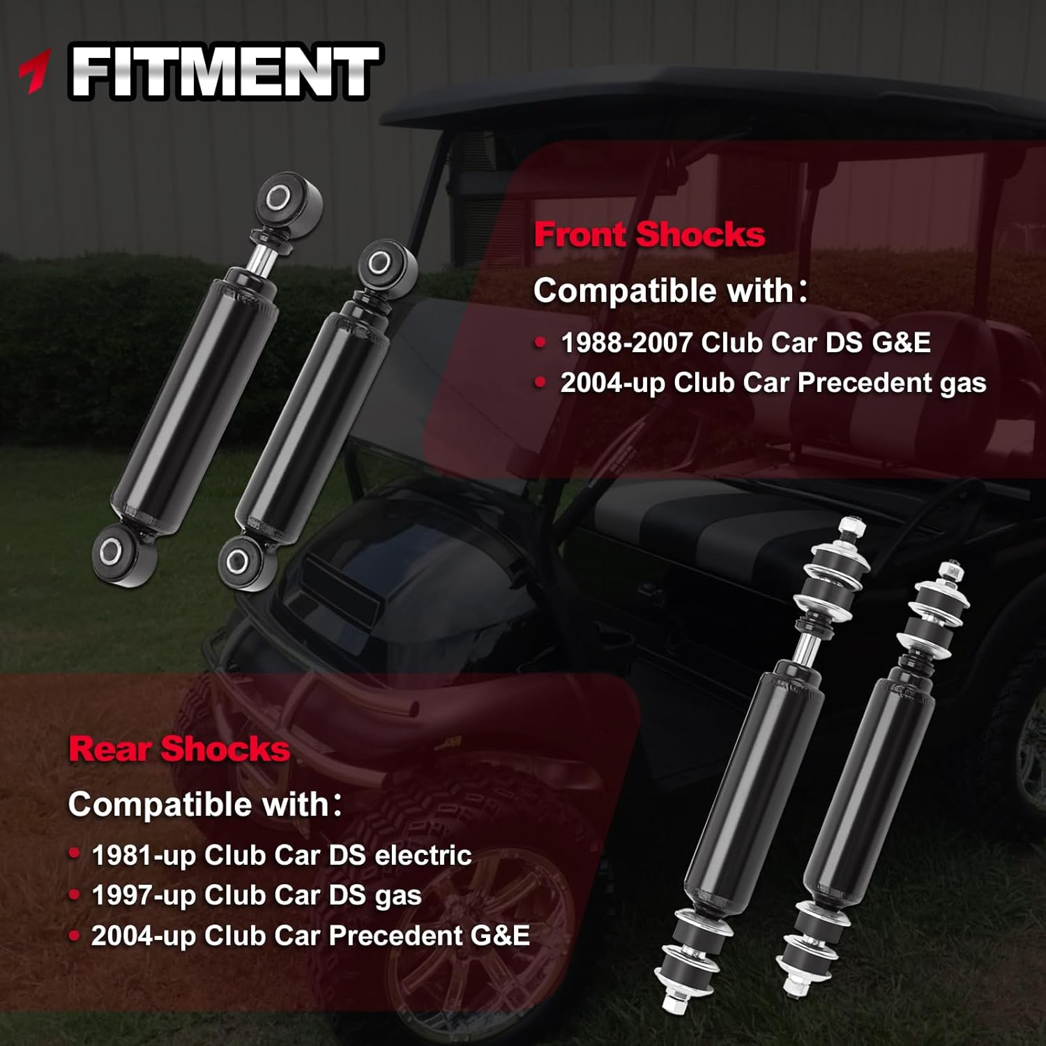 Golf Cart Front and Rear Shock Absorbers Compatible with 2004-up Precedent G&E, 1988-up Club Car DS G&E Replace#1010991, 1015813, 1014235, 1014236