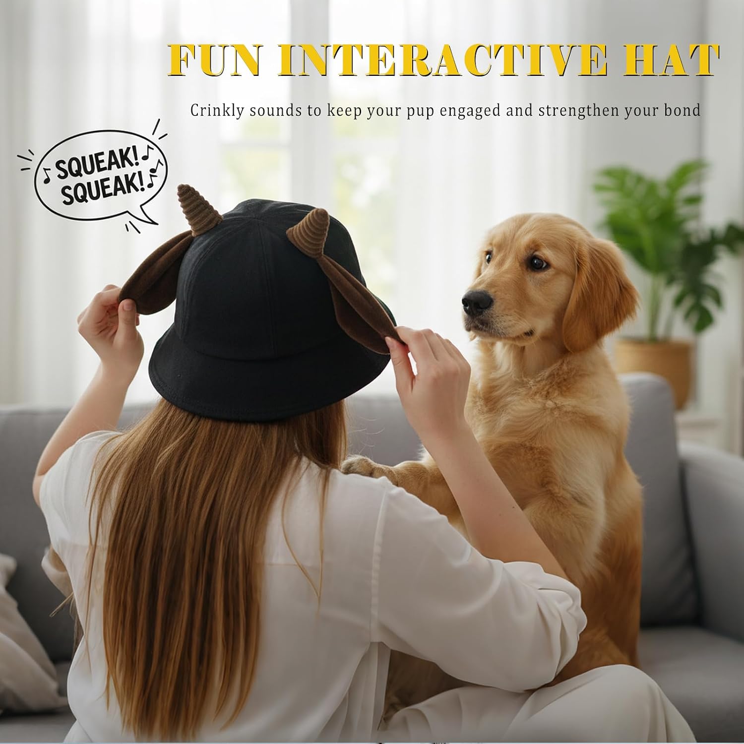 Cute Bucket Hat with Goat Horns and Ears Summer Sun Hat for Women Novelty Fishing Cap Men Rave Hat Theme Party