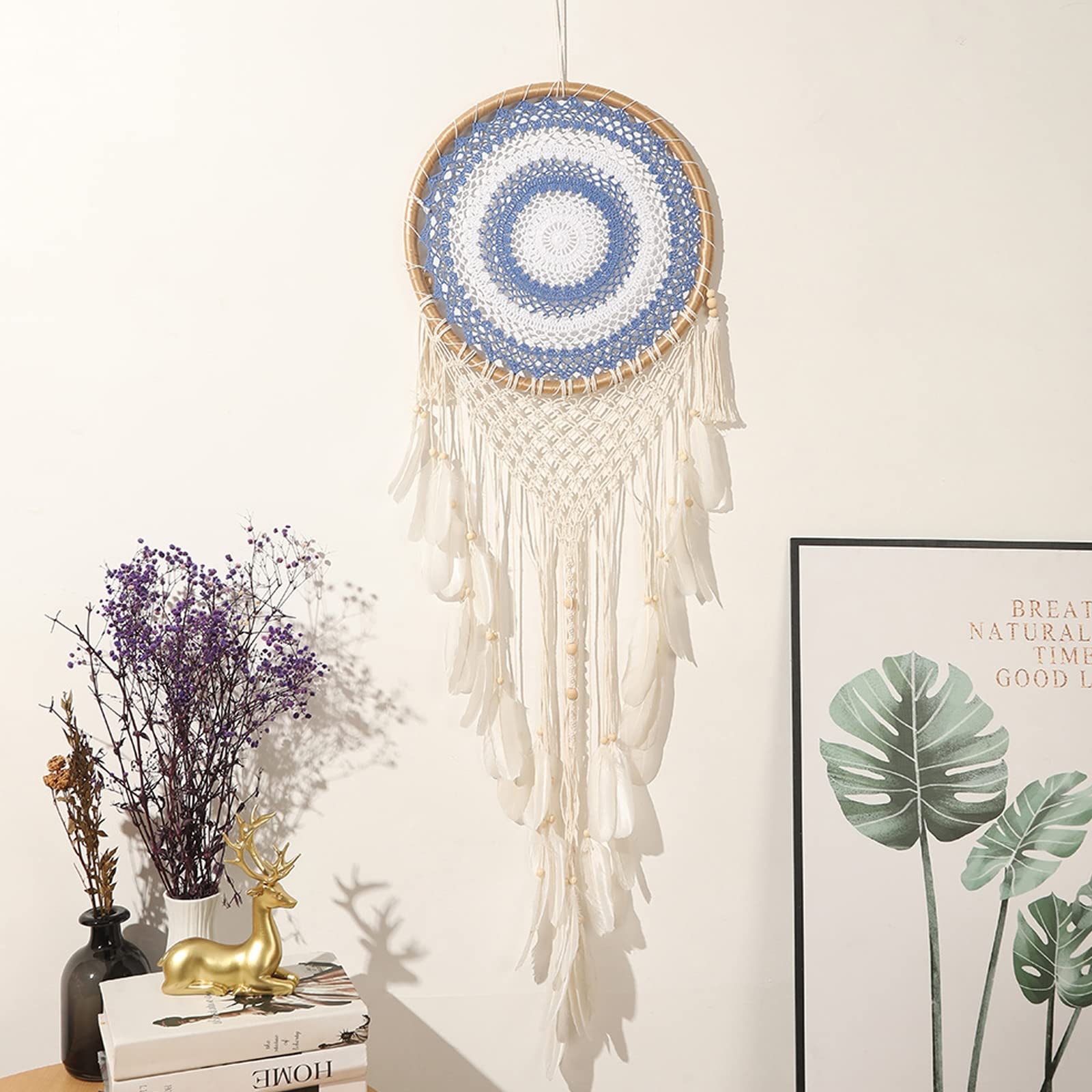 Juego de 2 atrapasueños grandes, tapices bohemios tejidos a mano para decoración de sala de estar y boda, 135-140 cm para decoración de pared de fondo