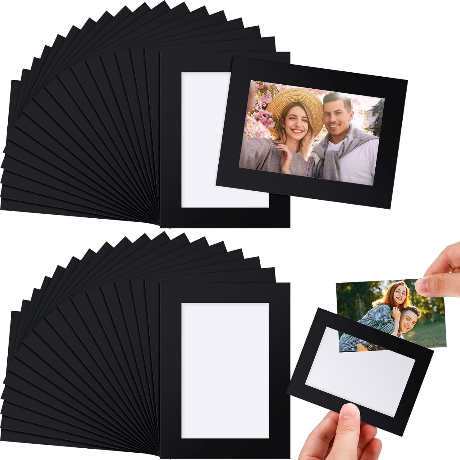 Soaoo 100 Pcs Magnetic Picture Frames Wallet Size 2.5 x 3.5 Inches Reusable Magnetic Photo Sleeves Picture Frame Holder for Home Cabinet Office Graduation Xmas Anniversary (Black)