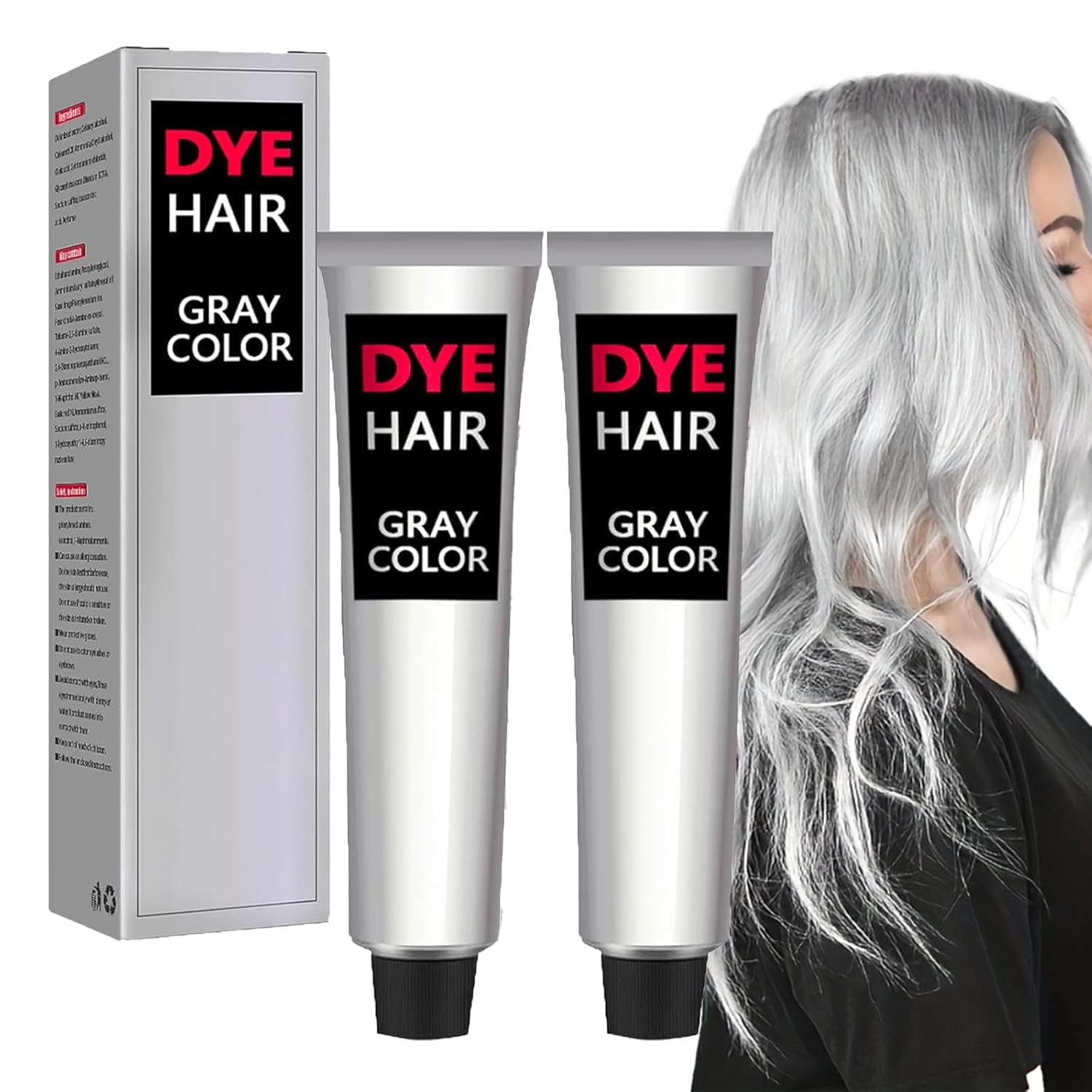 YLBUH Silver Gray Natural Hair Dye Cream, Permanent Hair