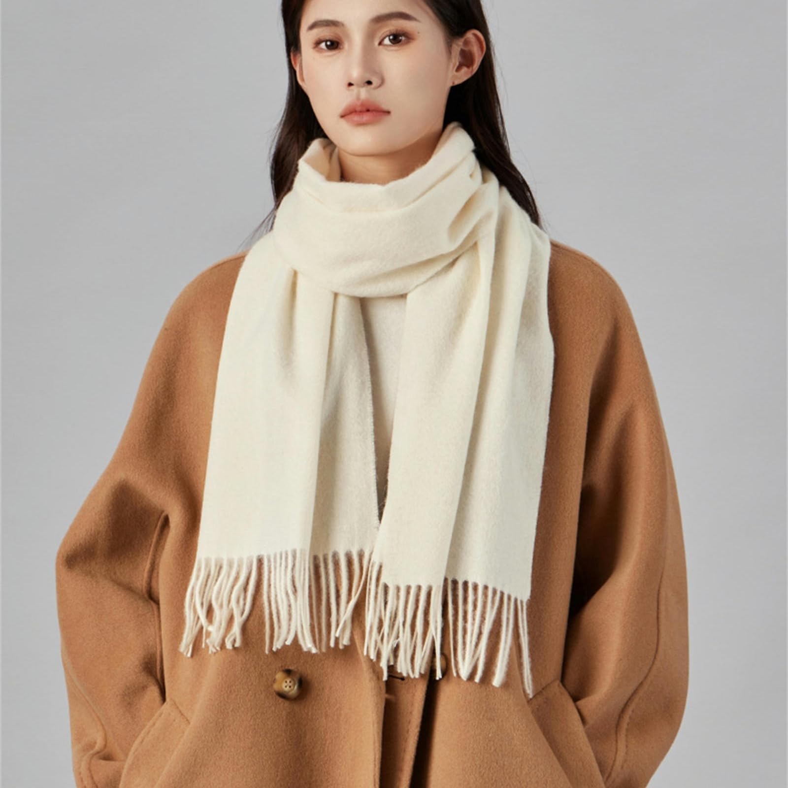 Schal Für Damen Winter Frau Form Wollschal Mode, Einfache Und Grundlegende Dicke Blase Shows-olivengrün-180 * 30 cm