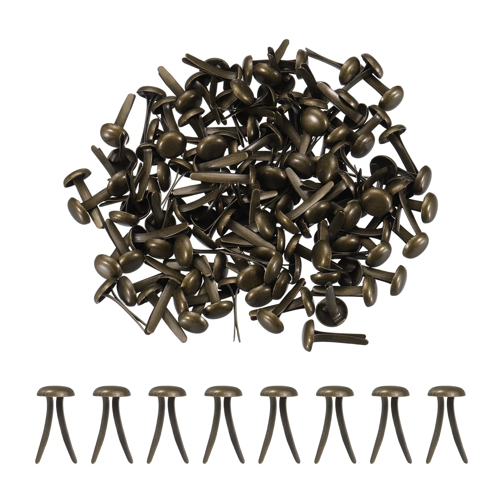 PATIKIL 120 Pcs Brads Paper Fasteners, 8 x 4.5 mm Metal Round Head Split Pins, Prong Brads for Scrapbooking Leather Craft Decorative DIY Supplies, Bronze