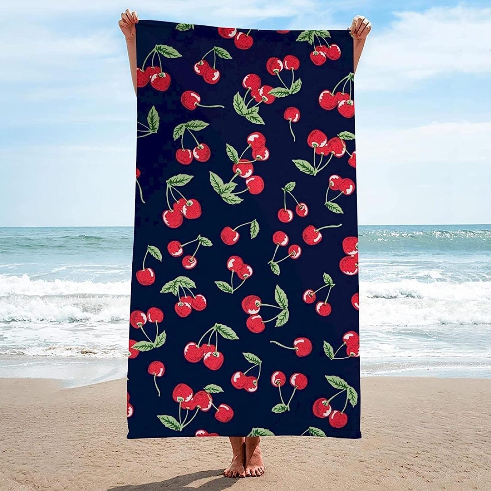 ALMONO Cherry Beach Towel, Cute Fruit Beach Towels for Adults Kids
