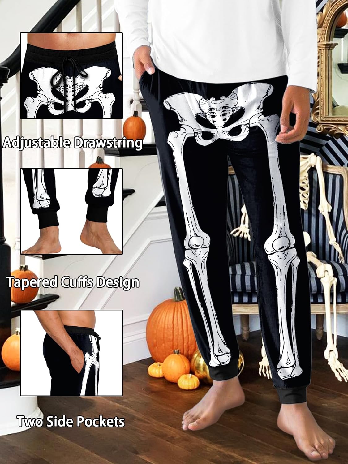 Deerose Mens Christmas Pajama Pants Xmas Drawstring Jogger Pants with Pockets